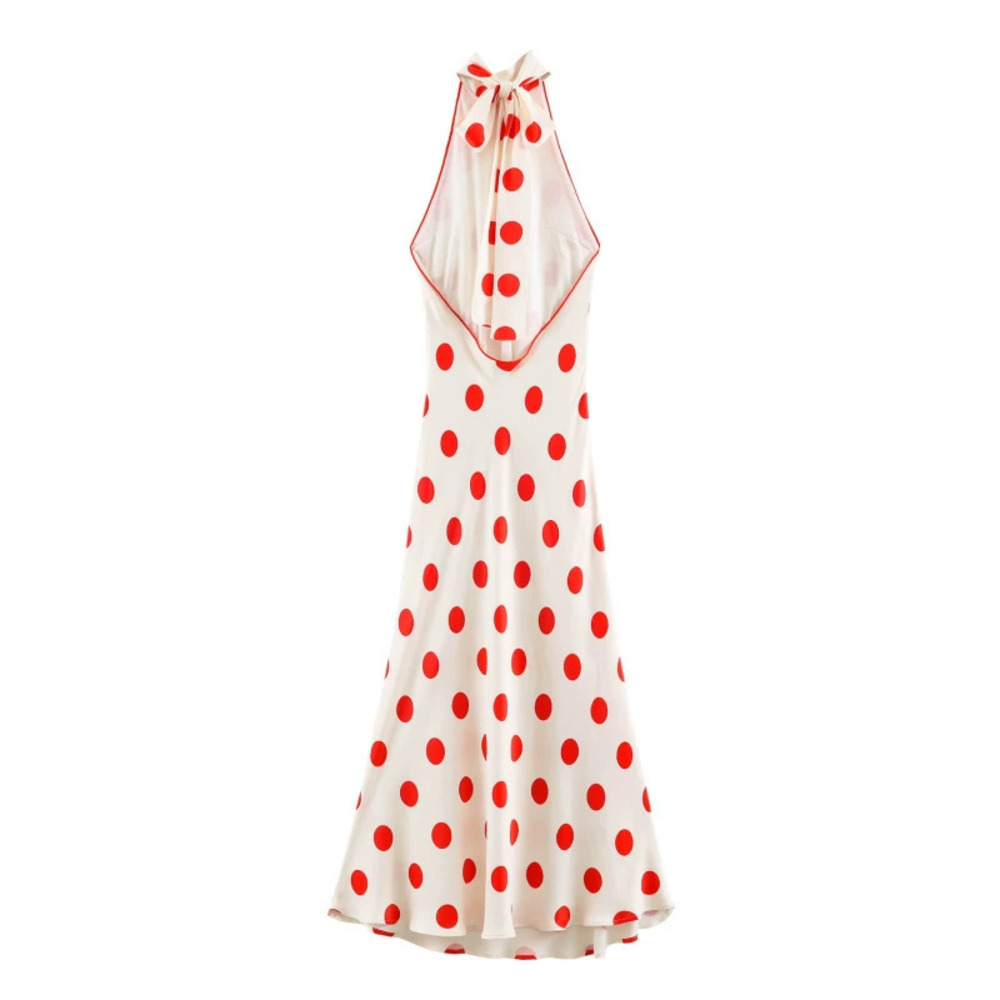 ZARA Summer Polka Dot Halter Neck Midi Dress